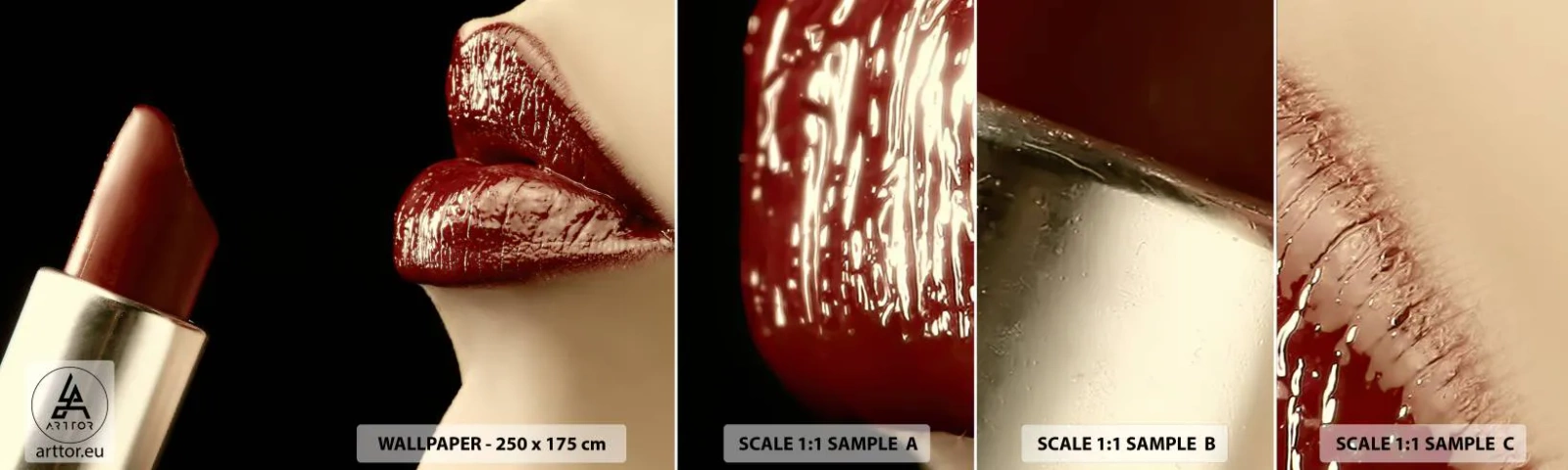 Fototapet Prøve Standard Eco - Karminrødt farves sanselighed og udstråling - Mennesker, Kvinde, Makeup - 100x30 cm