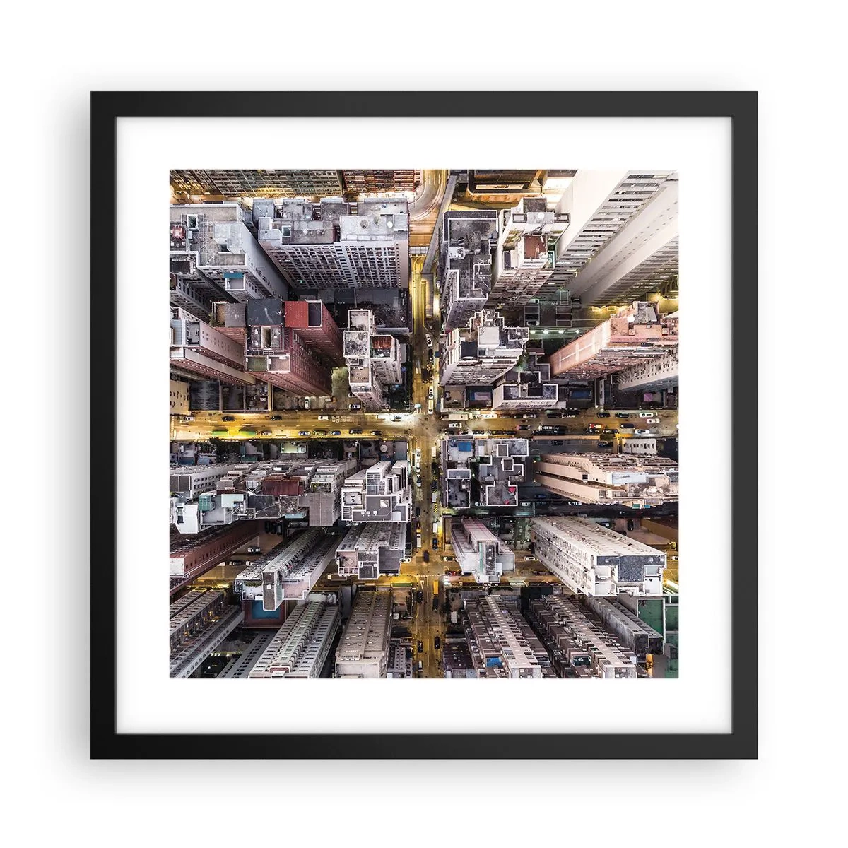 Plakat i sort ramme - Hilsner fra Hong Kong - 40x40 cm