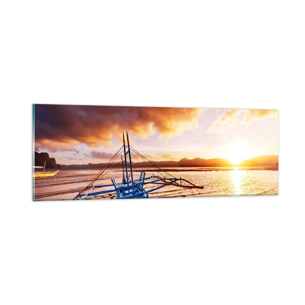 Billede på glas - Efter en lang dag kan du strække dig ud på sandet - 90x30 cm