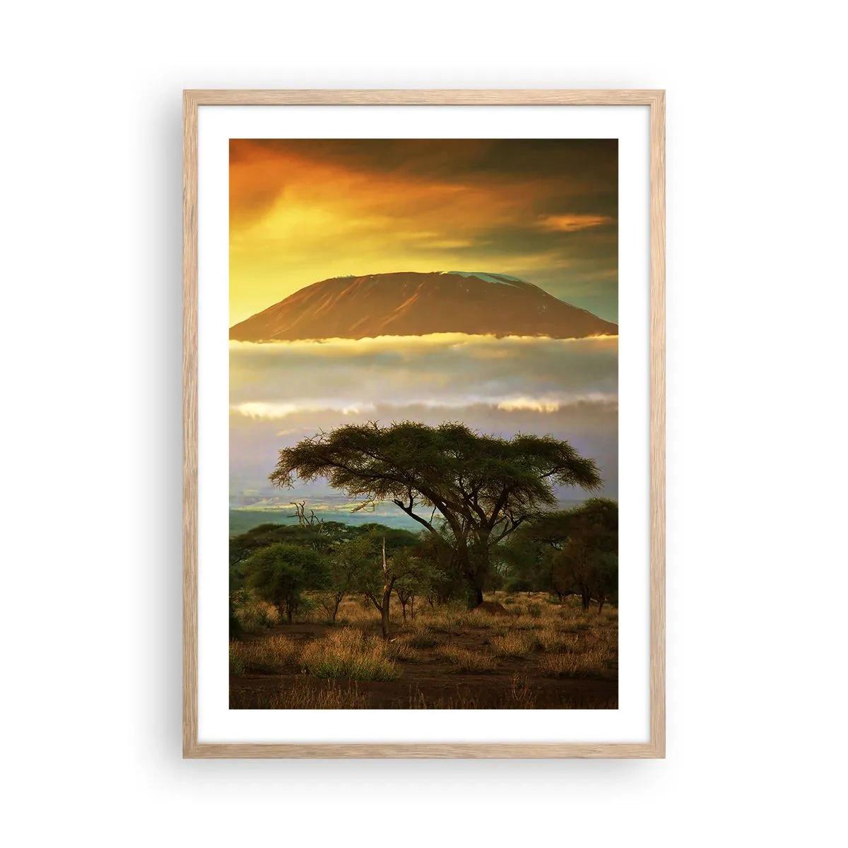 Plakat i ramme af lyst egetræ - En rejsendes drøm - 50x70 cm