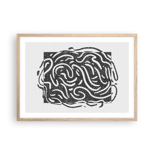 Plakat i ramme af lyst egetræ - Abstraktion: en dans af glæde - 70x50 cm