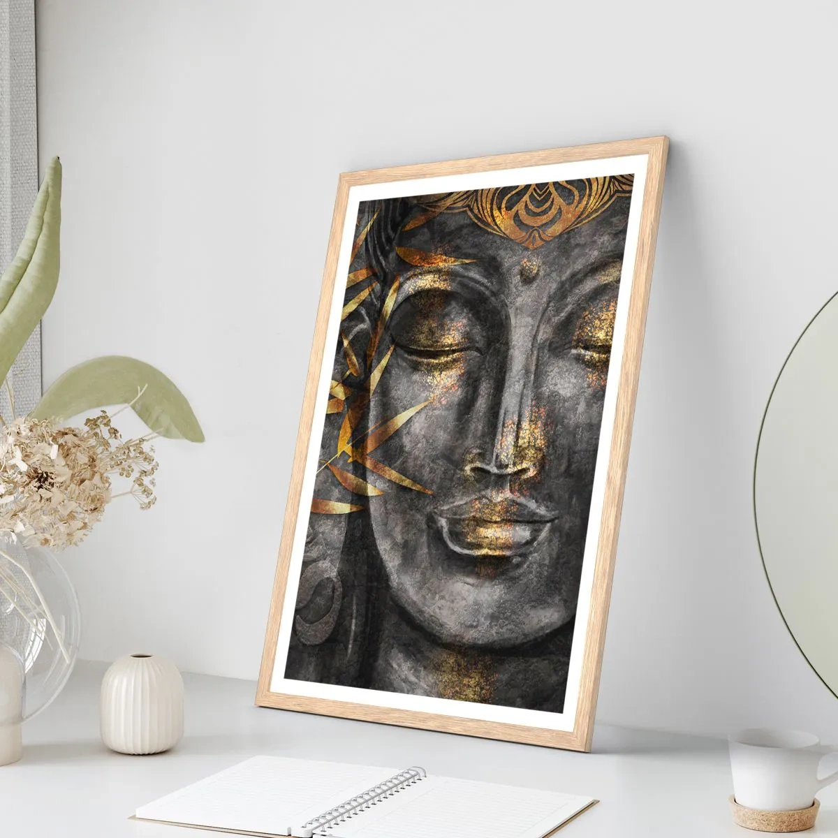 Plakat i ramme af lyst egetræ - Mærk freden - 61x91 cm