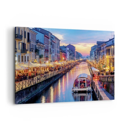 Lærredstryk - Billede på lærred - En aften med lys og sjov - 120x80 cm