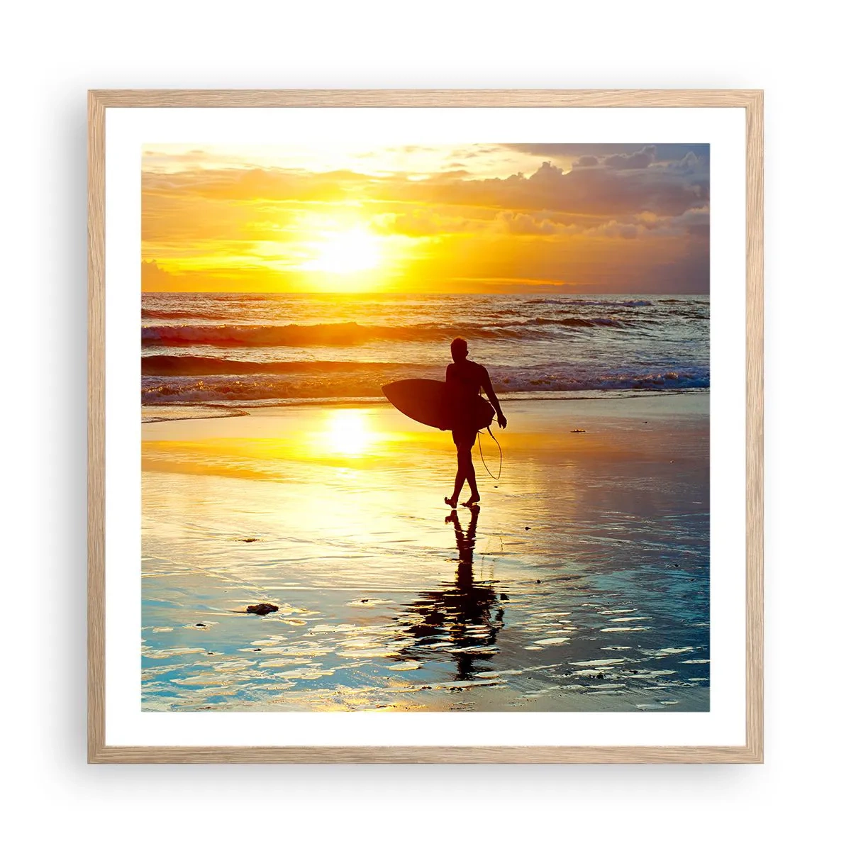 Plakat i ramme af lyst egetræ - Krigerens tilbagevenden - 60x60 cm