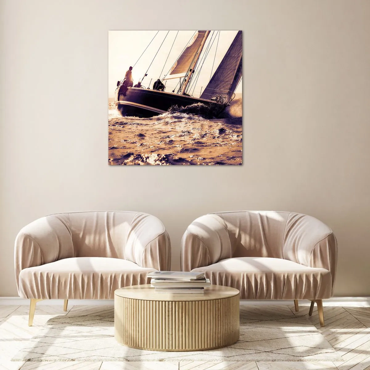 Billede på glas - Sejl, sømand - 60x60 cm