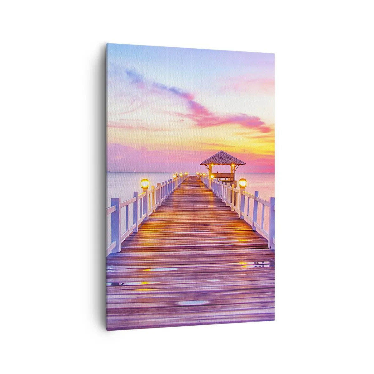 Lærredstryk - Billede på lærred - Lilagylden stilhed om aftenen - 80x120 cm