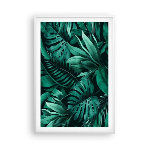 Plakat i hvid ramme - Dyb tropisk grøn - 61x91 cm