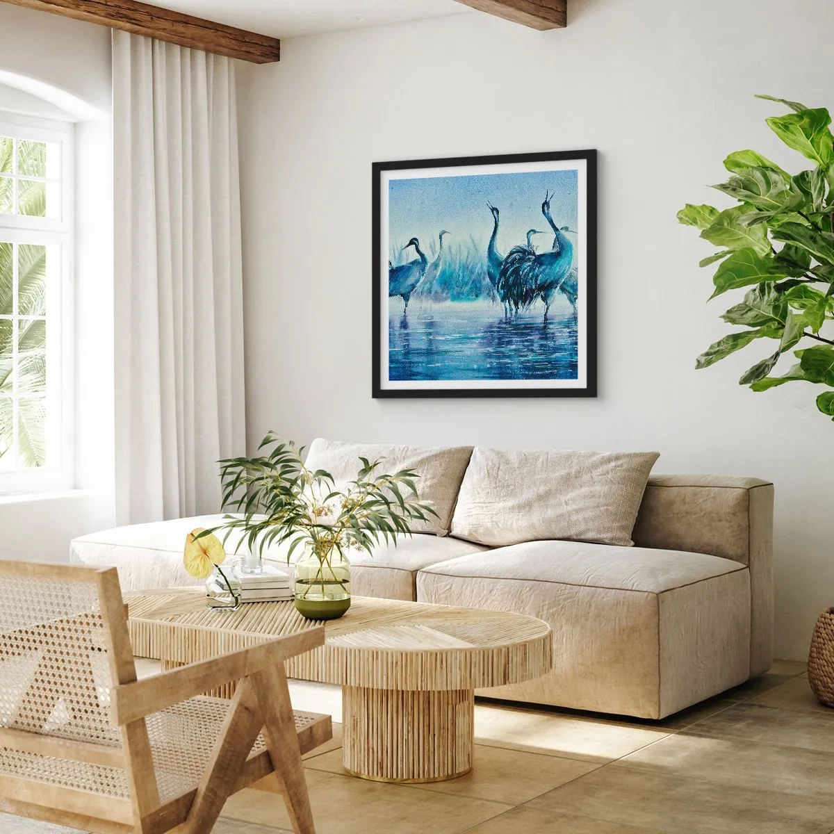 Plakat i sort ramme - Morgenmøde - 30x30 cm