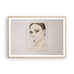 Plakat i ramme af lyst egetræ - Et symbol på elegance og skønhed - 100x70 cm