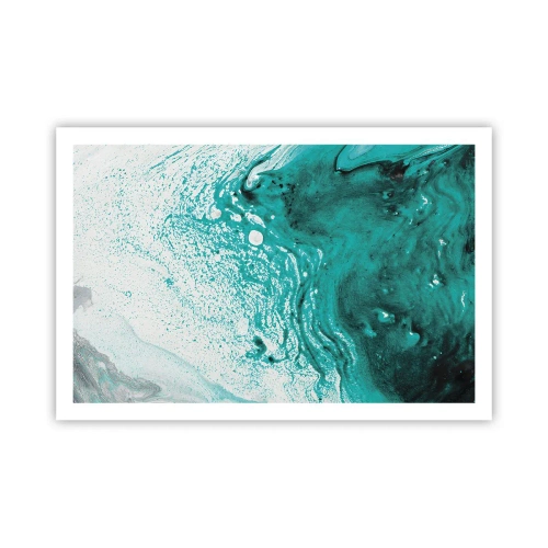 Plakat - Opløses i hvidt og turkis - 91x61 cm