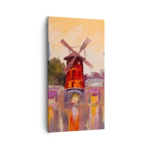 Lærredstryk - Billede på lærred - Parisiske ikoner - Moulin Rouge - 55x100 cm