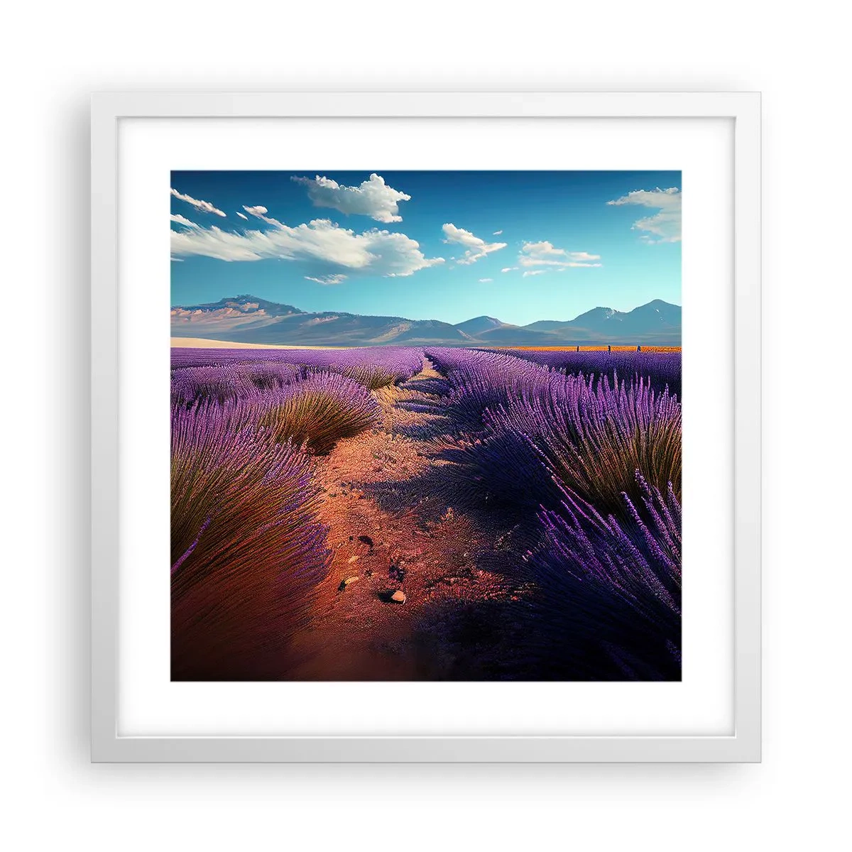 Plakat i hvid ramme - Duftende marker - 40x40 cm