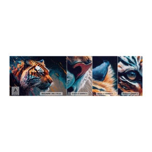 Prøve Fototapet Premium Canvas - Vild skønhed - Tiger, Farverig, Dyr - 100x30 cm