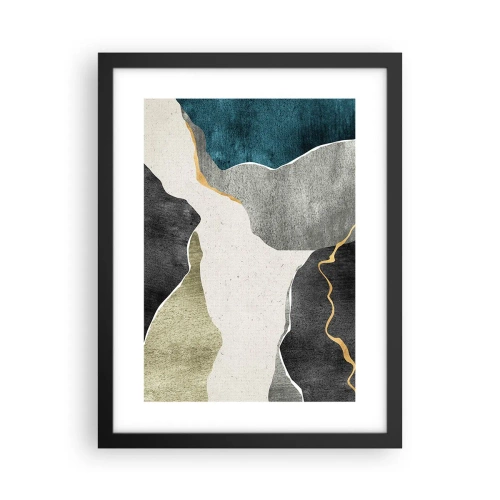 Plakat i sort ramme - Mosaikkomposition med en streng af guld - 30x40 cm