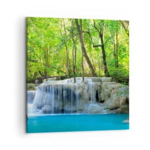 Lærredstryk - Billede på lærred - Drukner i turkis og grønt - 50x50 cm