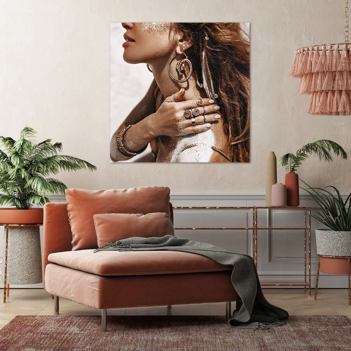 Lærredstryk - Billede på lærred - Dronning af den vilde strand - 50x50 cm