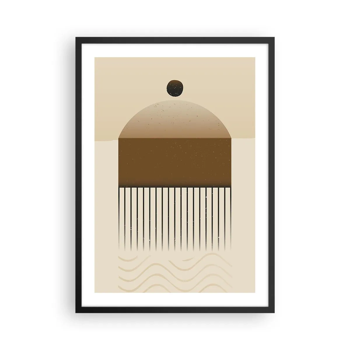 Plakat i sort ramme - Minimalistisk abstraktion i nuancer af brunt og beige - 50x70cm - Forskellige stater - Moderne vægdekoration til stue og soveværelse ARTTOR