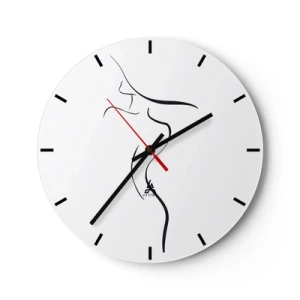Vægur, Uret - Minimalistisk omrids af en kvindekrop på en hvid baggrund - 30x30cm - Flygtig som en bølge - Moderne vægdekoration til stue, køkken og soveværelse ARTTOR