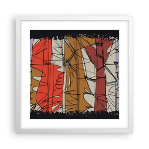 Plakat i hvid ramme - Spontan komposition - 40x40 cm