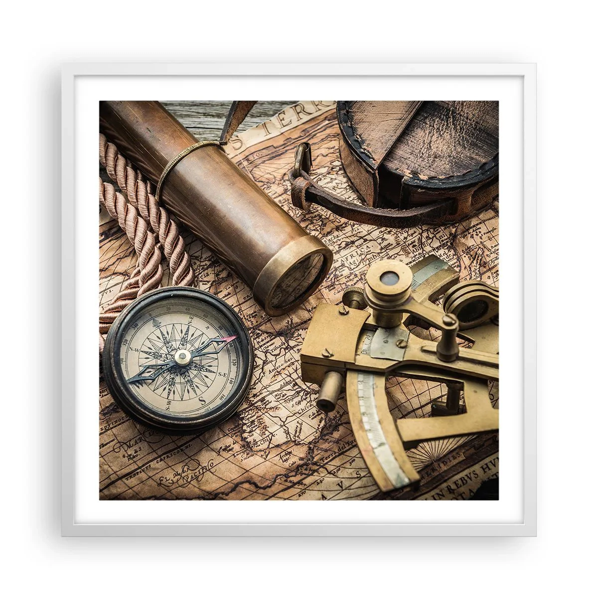 Plakat i hvid ramme - Fastlægge kursen - 60x60 cm