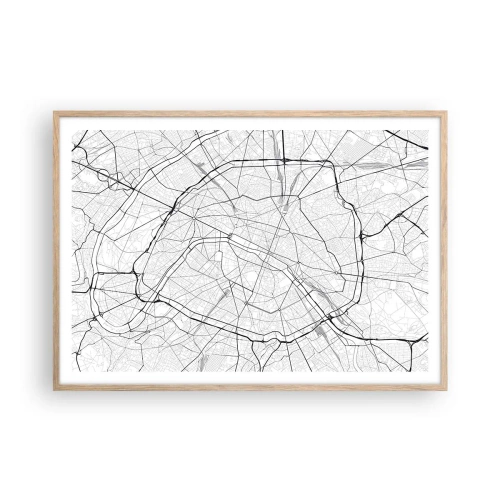 Plakat i ramme af lyst egetræ - Paris' blomst - 100x70 cm