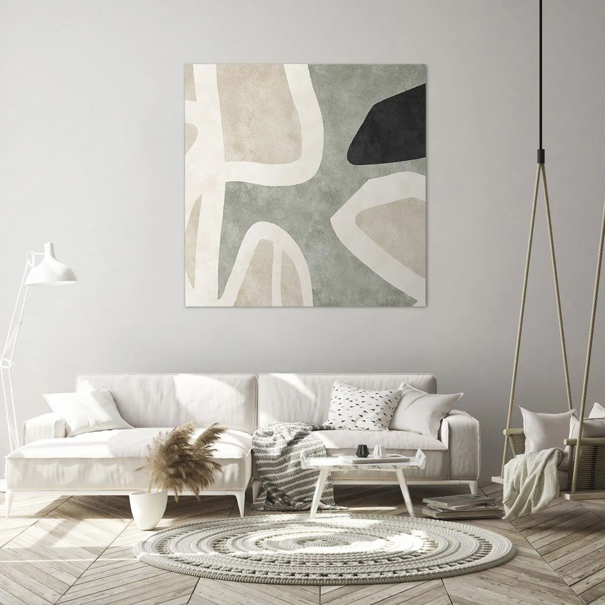 Lærredstryk - Billede på lærred - Komposition med et sort tema - 60x60 cm