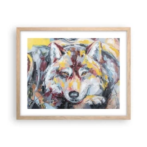 Plakat i ramme af lyst egetræ - Fred blandt kære - 50x40 cm