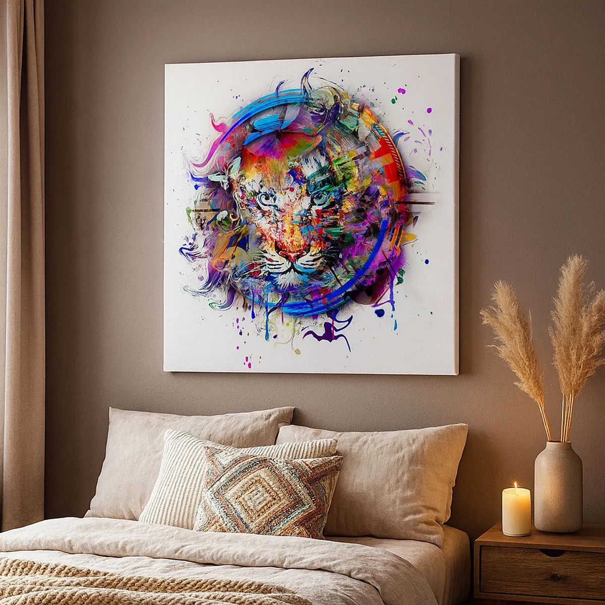 Lærredstryk - Billede på lærred - Lurer bag regnbuens slør - 30x30 cm