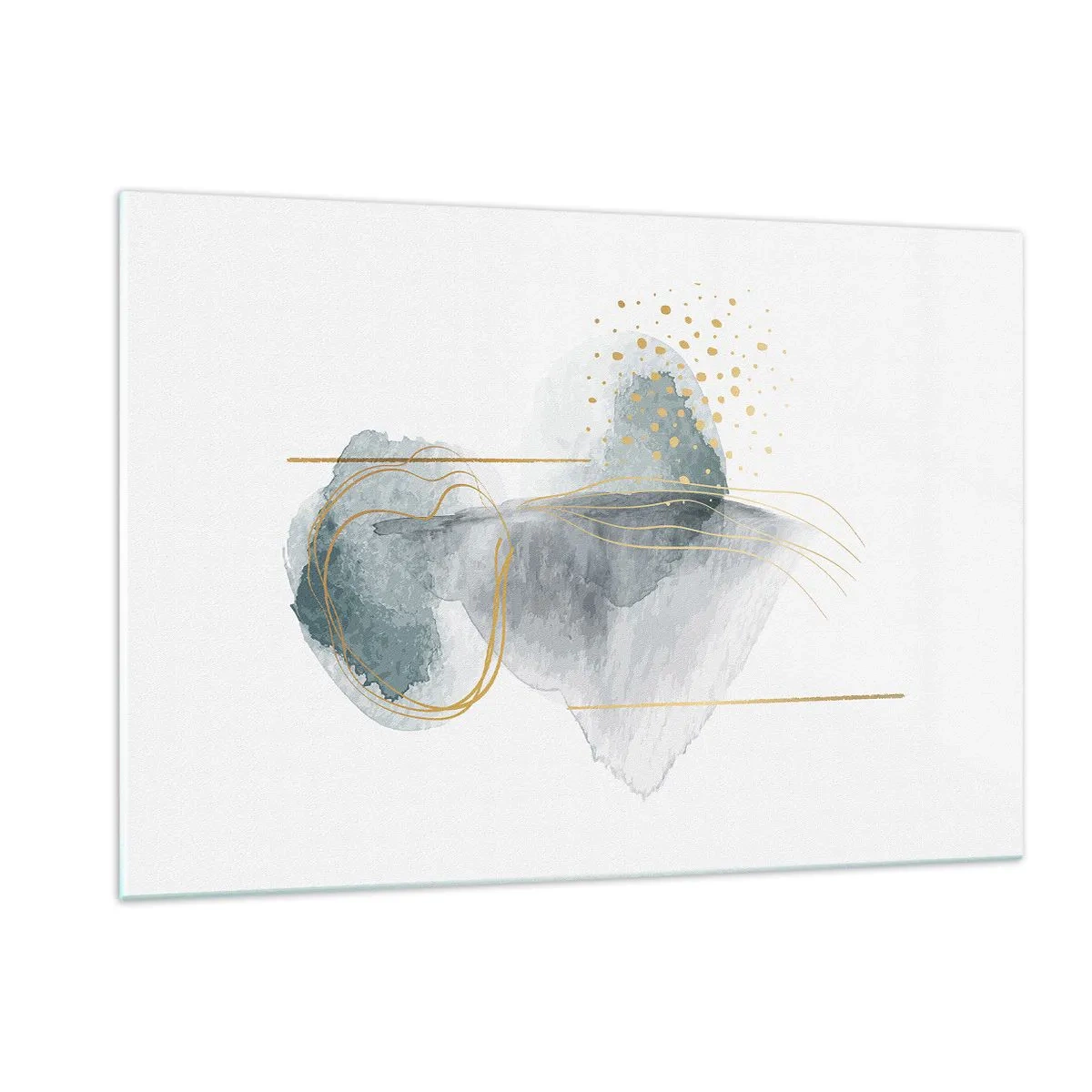 Billede på glas - Om forholdet mellem grå og guld - 120x80 cm