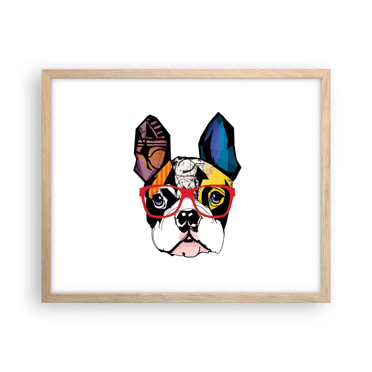 Plakat i ramme af lyst egetræ - Intellektuel - 50x40 cm