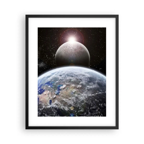 Plakat i sort ramme - Kosmisk landskab - solopgang - 40x50 cm
