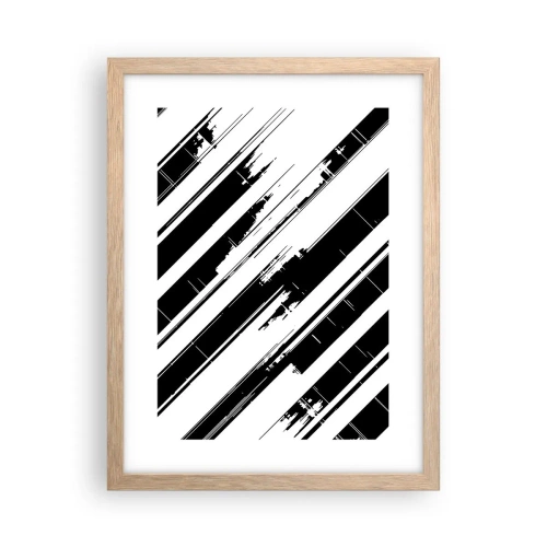 Plakat i ramme af lyst egetræ - Intens og dynamisk komposition - 30x40 cm