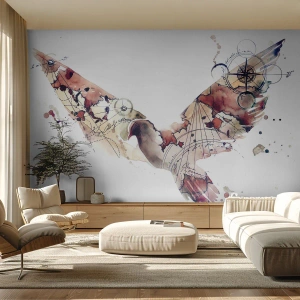 Fototapet Selvklæbende Deluxe Sticker - Vandringsmand i luften - Fugle, Due, Abstraktion - 100x70 cm