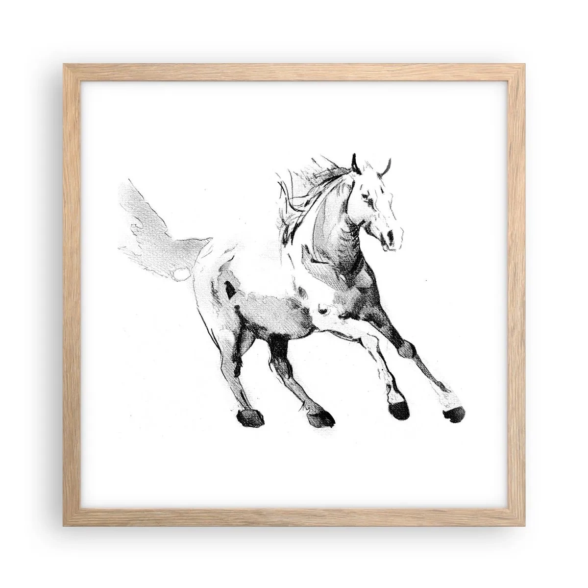 Plakat i ramme af lyst egetræ - Utæmmet sjæl - 40x40 cm