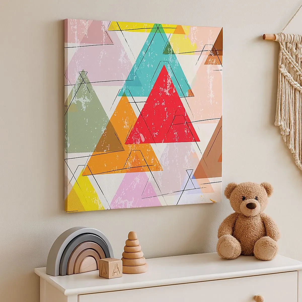 Lærredstryk - Billede på lærred - Tre og tre - 30x30 cm