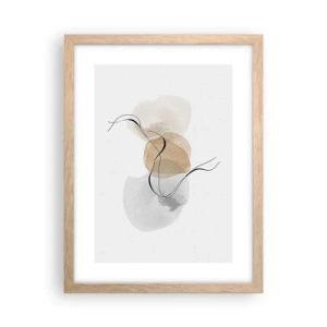 Plakat i ramme af lyst egetræ - Perler i luften - 30x40 cm