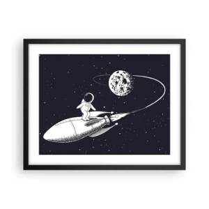 Plakat i sort ramme - Space surfer - 50x40 cm