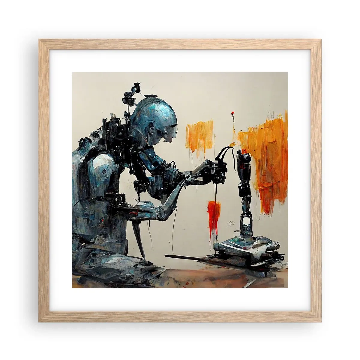 Plakat i ramme af lyst egetræ - Kommer i morgen... - 40x40 cm