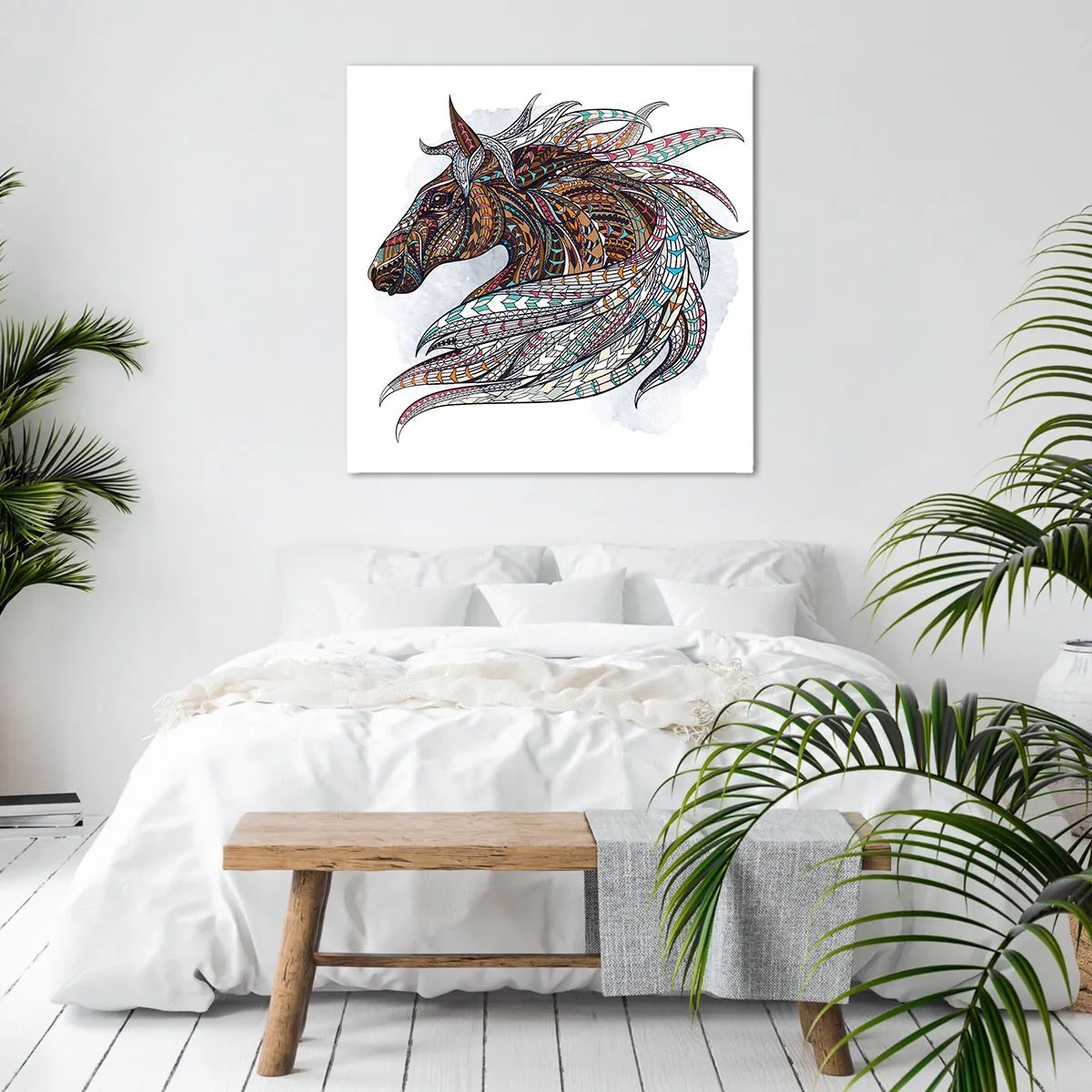 Lærredstryk - Billede på lærred - Den keltiske krigers hest - 50x50 cm