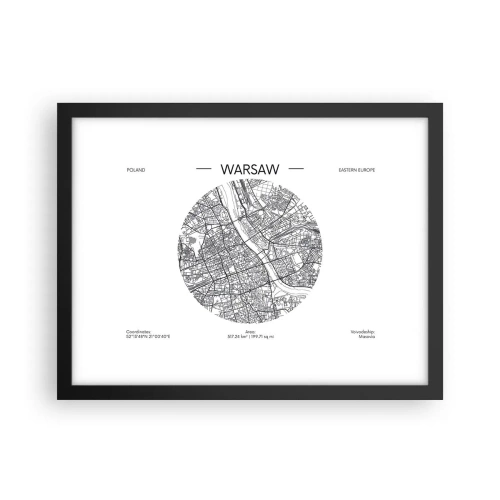 Plakat i sort ramme - Warszawas anatomi - 40x30 cm