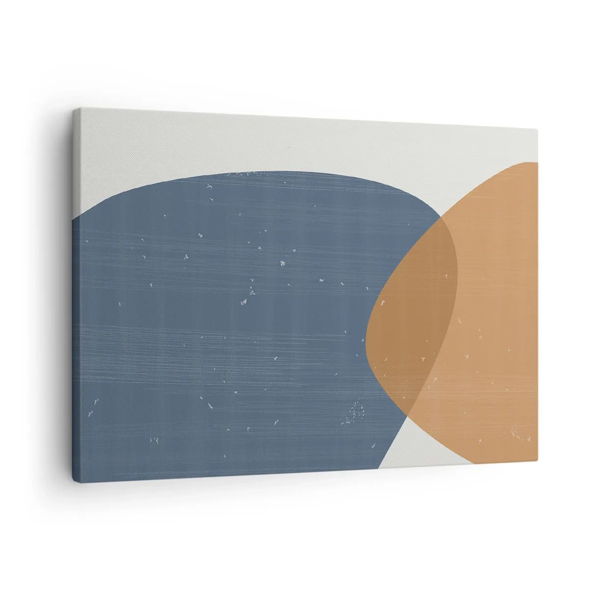 Lærredstryk - Billede på lærred - En minimalistisk geometrisk komposition i nuancer af blå og orange. - 70x50cm - Ovaler og påvirkninger - Moderne vægdekoration til stue og soveværelse ARTTOR