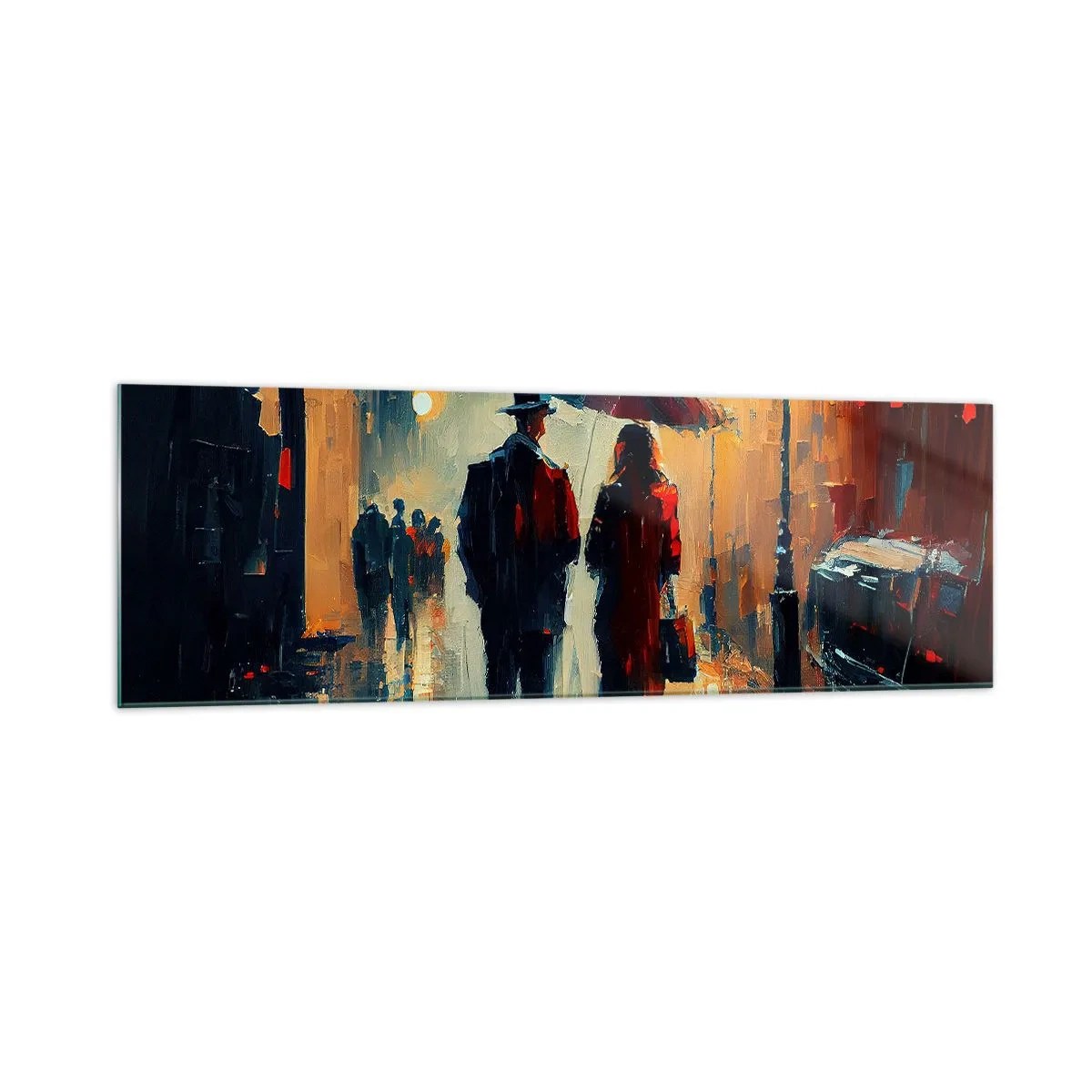 Billede på glas - Urban kærlighedshistorie - 160x50 cm