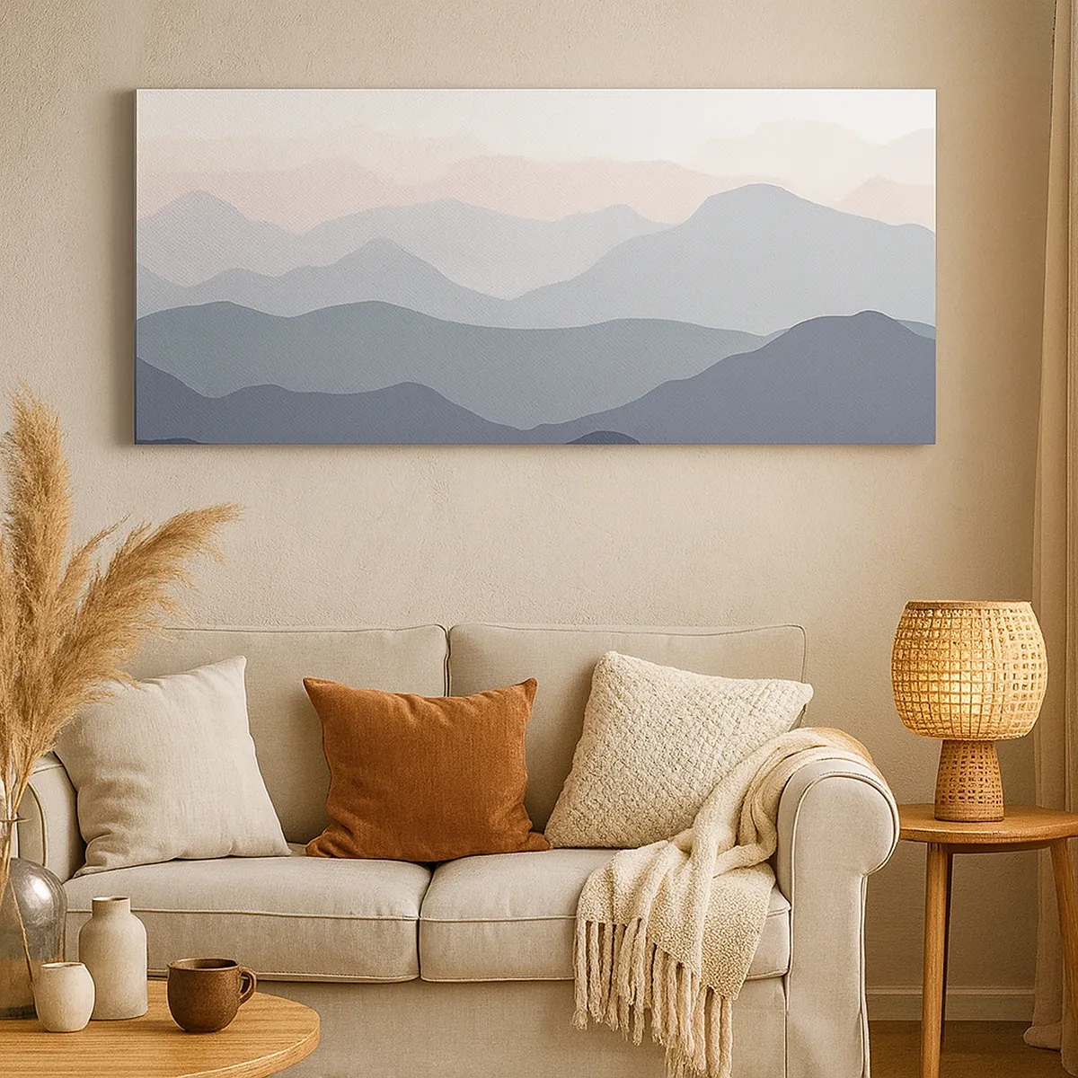 Lærredstryk - Billede på lærred - Bølger af bjerge - 30x30 cm