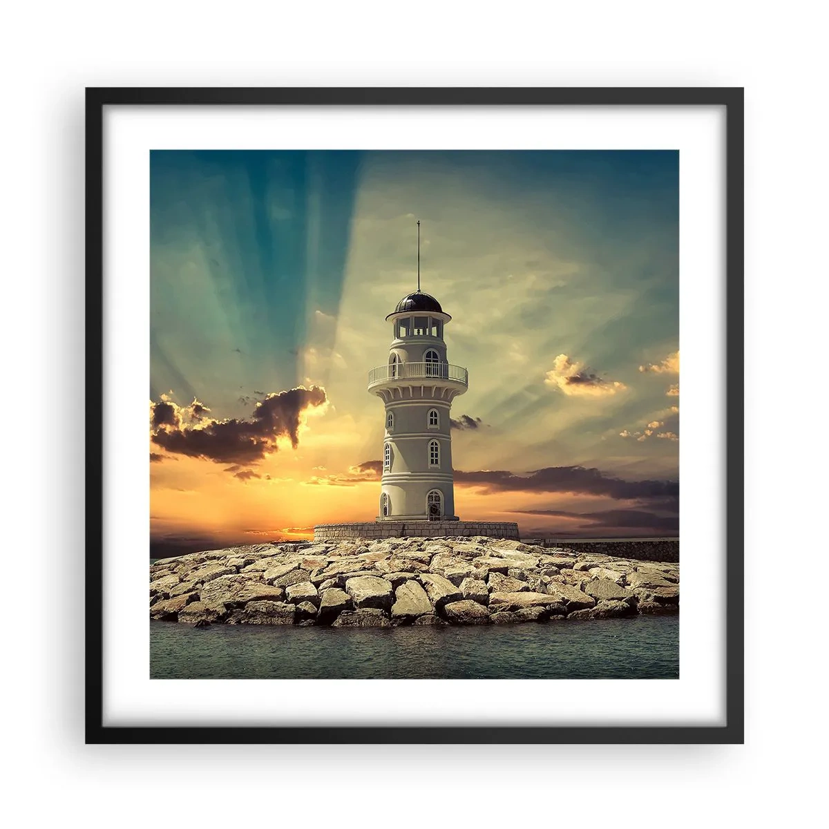 Plakat i sort ramme - Lys - Godhed - Skønhed - 50x50 cm