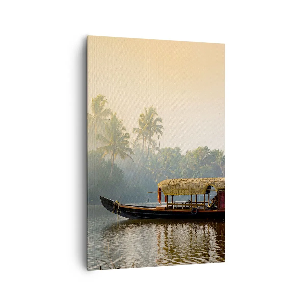 Lærredstryk - Billede på lærred - Hus ved floden - 80x120 cm