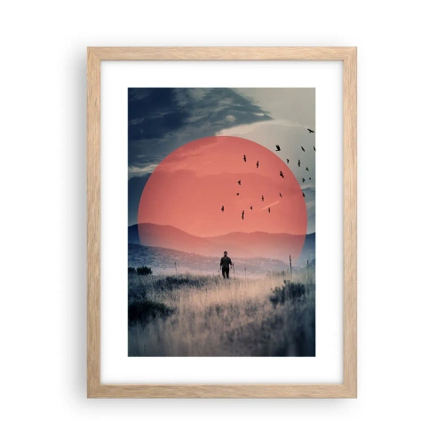 Plakat i ramme af lyst egetræ - I sine elementer - 30x40 cm