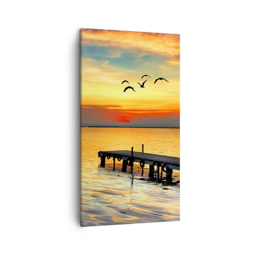 Lærredstryk - Billede på lærred - Returnering om aftenen - 45x80 cm