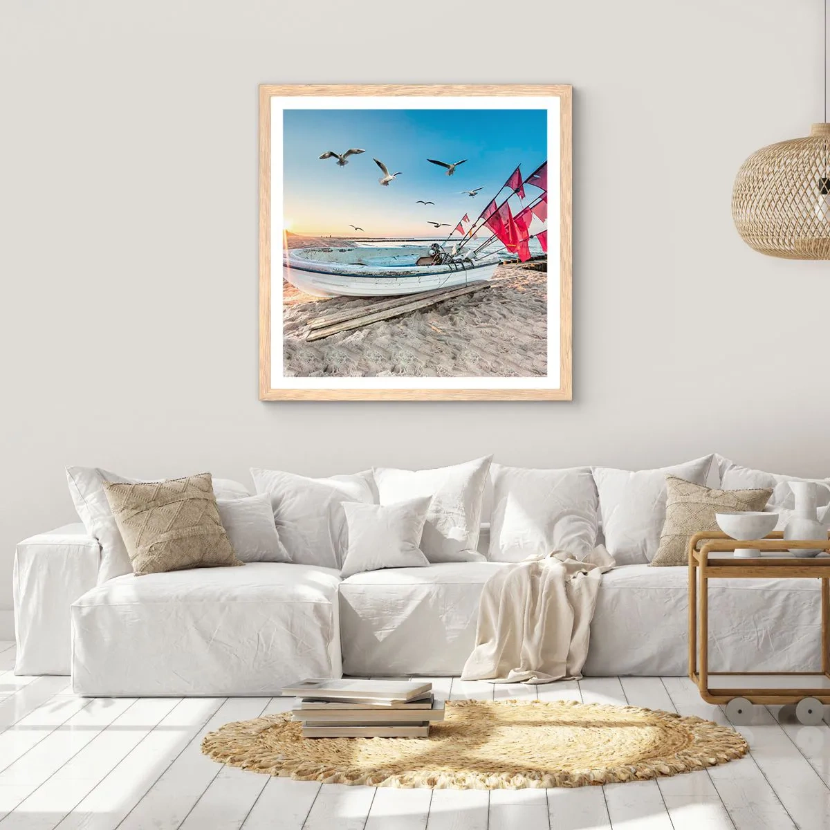 Plakat i ramme af lyst egetræ - Et velfortjent hvil - 40x40 cm