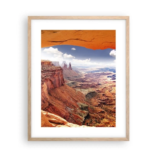 Plakat i ramme af lyst egetræ - Udskåret af naturen selv - 40x50 cm