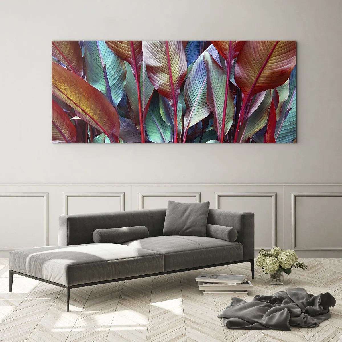 Billede på glas - Farverigt krat - 100x40 cm